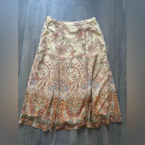 Coldwater Creek Cream and Brown Paisley A-Line Skirt - Picture 2 of 5